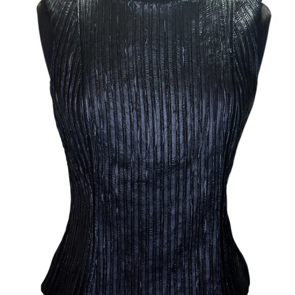 Bebe Black Leather Medium Tank PU Stripe Top ribbed - Picture 2 of 8